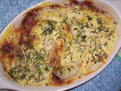 Морской язык с овощами и сыром